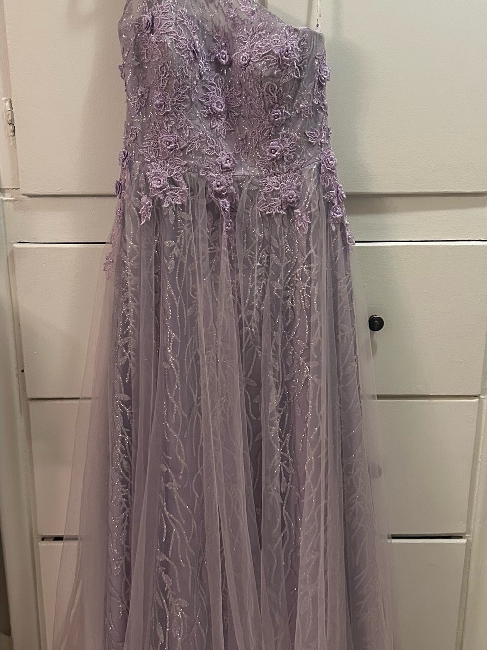 Lavender Floral Lace Tulle Dress